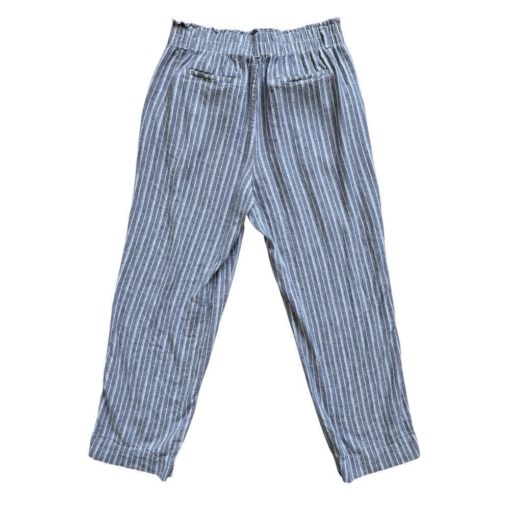 Briggs Striped Stretch Waistband Linen Blend Straight Leg Pull On Pants Size M - Picture 9 of 11